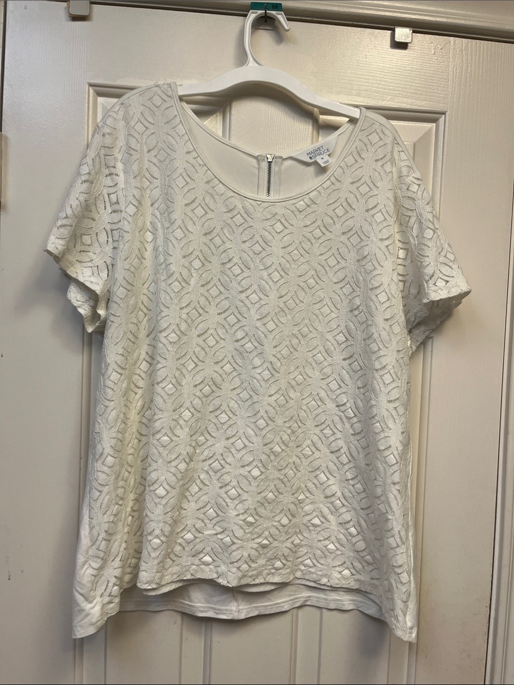 Market & Spruce white Lace Layover blouse XXL